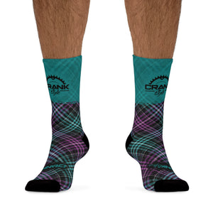 Unisex Purp & Teal Plaid Check 3/4 MTB Socks