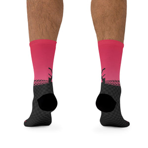 Unisex Hot pink Tire Check 3/4 MTB Socks