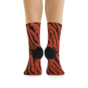 Roar into the Wild with Crank Style's Bengals Tiger Print Carbon 3/4 MTB Socks, designed for style and performance!