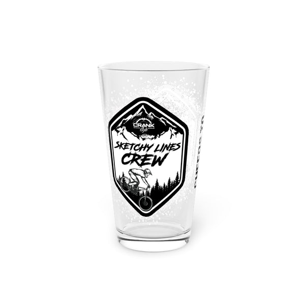 Crank Style's Special Edition Sketchy Line Crew Pint Glass, 16oz