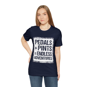 Unisex Pedals + Pints = Endless Adventures Jersey Short Sleeve Tee