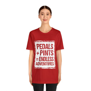 Unisex Pedals + Pints = Endless Adventures Jersey Short Sleeve Tee
