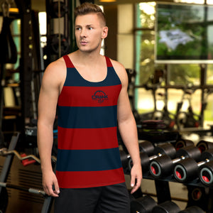 Men's Classic Navy Blue & Red Striped Tank Top