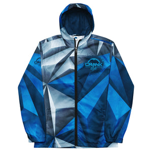 Conquer the trails with Crank Style's Men's Polygonal MTB Windbreaker. This lightweight, water-resistant windbreaker is designed for maximum comfort and breathability. It is made from 100% polyester and features a regular fit, elastic cuffs, a hood, and side pockets. Zip up and ride with confidence in this versatile and functional windbreaker. Upgrade your mountain biking gear today!