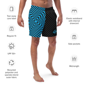 Men's Psychedelic Swirl and Checker Swim Suit