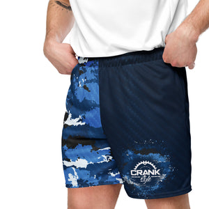 Introducing our versatile blue camo and carbon fiber mesh shorts by Crank Style, crafted for the ultimate mountain biking, hiking, or workout experience. Engineered to offer unparalleled flexibility, these shorts adapt effortlessly to your active lifestyle, whether you're conquering trails, hitting the gym, or simply on the move.
