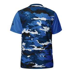 ntroducing Crank Style's Unisex Blue Camo Carbon UPF50+ V-Neck MTB Jersey—a game-changer in sports apparel. This eco-friendly jersey delivers top-notch performance with optimal breathability and moisture-wicking fabric. Note: Runs small, order one size up for the perfect fit. Get yours today and conquer the trails in style!