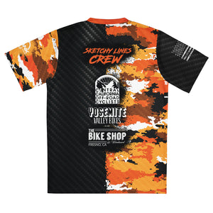 Special Edition Sketchy Line Crew Unisex Orange Camo Carbon UPF50+ V-Neck MTB Jersey