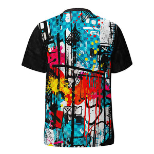 Recycled Unisex UPF50+ Grungy Graffiti V-Neck MTB Jersey