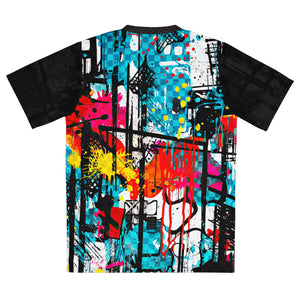 Recycled Unisex UPF50+ Grungy Graffiti V-Neck MTB Jersey