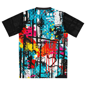 Recycled Unisex UPF50+ Grungy Graffiti V-Neck MTB Jersey