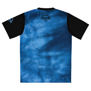 Recycled Unisex RollAFatty Blue Tie Dye UPF50+ V-Neck MTB Jersey