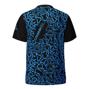 Crank Style's Dope MTB jersey, mountain biking jersey, blue checkered bike jersey, modern cycling jersey, 420-friendly bike jersey, weed-friendly MTB jersey, cannabis lifestyle apparel, UPF50+ bike jersey, moisture-wicking MTB jersey, high-performance cycling apparel, enduro MTB jersey, downhill biking gear, recycled polyester bike jersey, sustainable cycling gear, UV protection bike jersey, stoner-friendly MTB jersey, bike jersey for weed lovers.