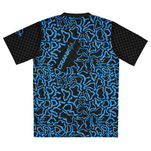 Crank Style's Dope MTB jersey, mountain biking jersey, blue checkered bike jersey, modern cycling jersey, 420-friendly bike jersey, weed-friendly MTB jersey, cannabis lifestyle apparel, UPF50+ bike jersey, moisture-wicking MTB jersey, high-performance cycling apparel, enduro MTB jersey, downhill biking gear, recycled polyester bike jersey, sustainable cycling gear, UV protection bike jersey, stoner-friendly MTB jersey, bike jersey for weed lovers.