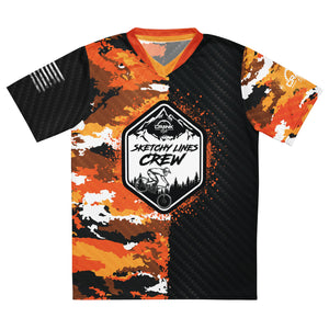 Special Edition Sketchy Line Crew Unisex Orange Camo Carbon UPF50+ V-Neck MTB Jersey