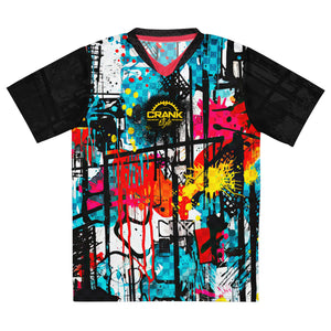 Recycled Unisex UPF50+ Grungy Graffiti V-Neck MTB Jersey