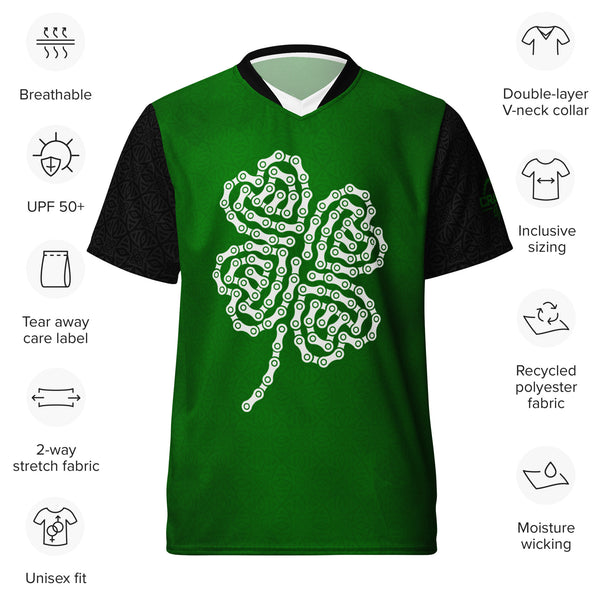 Unisex Bike Chain Shamrock UPF50+ V-Neck MTB Jersey