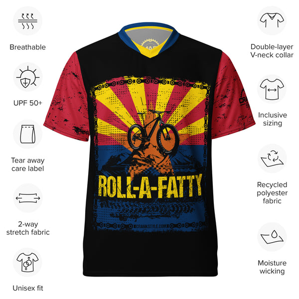 Recycled Unisex AZ Flag RollaFatty Chain UPF50+ V-Neck MTB Jersey