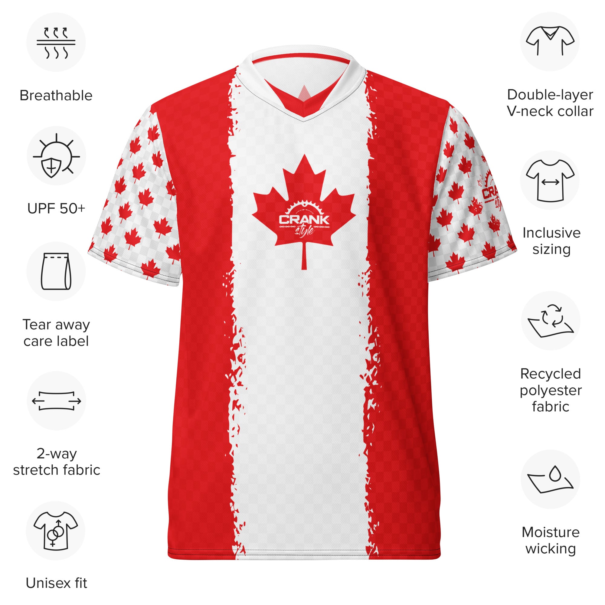 canada gear Official Canada Flag UPF50+ Unisex V-Neck MTB Jersey 6XL