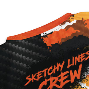 Special Edition Sketchy Line Crew Unisex Orange Camo Carbon UPF50+ V-Neck MTB Jersey