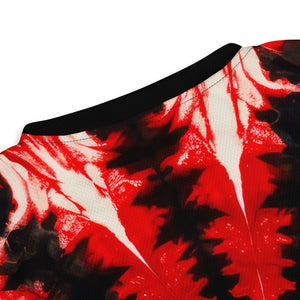 Recycled Unisex Red Tie Dye Shibori UPF50+ V-Neck MTB Jersey