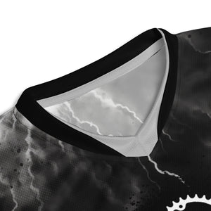 🚵‍♂️ Crank Style Unisex Black & White Tie-die Lightning V-Neck MTB Jersey ⚡️  Ready to conquer the trails in style? Gear up with our Black and white Tie-die Lightning V-Neck MTB Jersey, exclusively at Crank Style! Crafted for the mountain biking enthusiast, this jersey blends rugged performance and bold aesthetics.