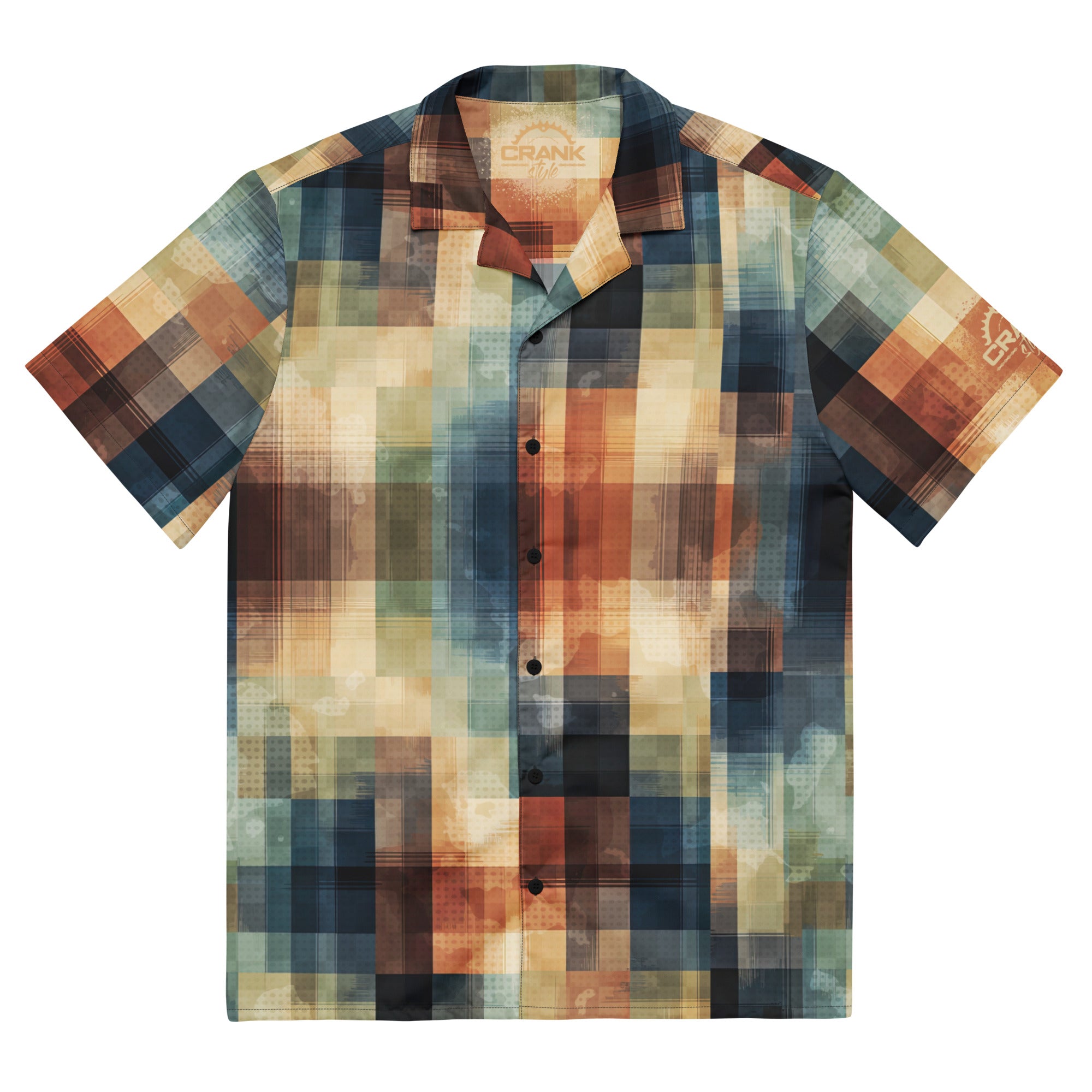 Unisex UPF50+ Forest Camo Plaid Short Sleeve Button Down M Unisex UPF50+ Forest Camo Plaid Short Sleeve Button Down M