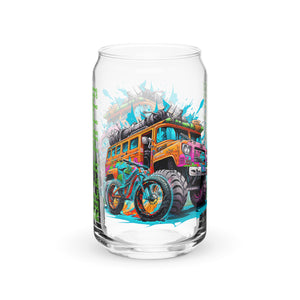 Introducing Crank Style's Offroad Magic Bus Roll-A-Fatty Can-shaped Glass, the ultimate companion for your favorite beverages and a nod to the thrilling world of offroad adventures and fat tire bikes!
