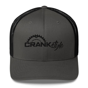 CrankStyle's unisex Black & Charcoal Six-panel Trucker Cap
