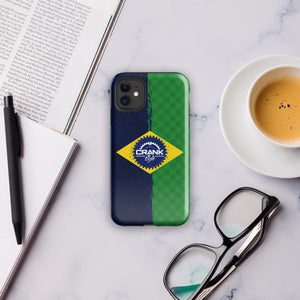 Elevate your mountain biking passion with the Crank Style Brazil Flag Check Tough Case for iPhone® – a rugged blend of style and protection inspired by the thrill of the trails and the vibrancy of Brazil!