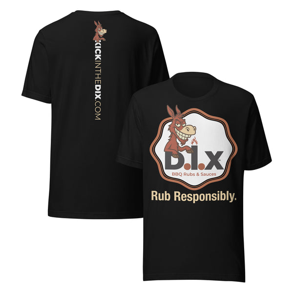D.I.X Rub Responsibly Tee, That’s the rule—and the front of this tee. Inspired by our best-selling Apple BBQ Sauce, this shirt brings bold flavor and filthy fun to your grill game and beyond.

Whether you’re slingin’ ribs, teasing chicken, or just want the world to know your meat gets the D.I.X. treatment... this one’s for you.
Mild in heat. Wild in flavor. Rub it on your meat and wear it proud.