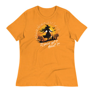 Crank Style's 🎃 "If You've Got It, Haunt It!" Halloween Shirt 🧙 Women's Relaxed Tee  Enchant the Halloween season with our "If You've Got It, Haunt It!" women's t-shirt! Crafted from soft combed and ring-spun cotton, this tee offers a relaxed fit and pre-shrunk fabric for lasting comfort. Embrace the spirit of the season and stand out with this bewitching design. Perfect for parties or casual wear, get yours now and join the Halloween fun! 🛍️