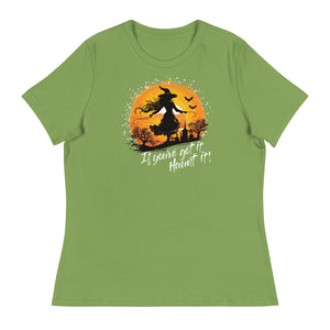 Crank Style's 🎃 "If You've Got It, Haunt It!" Halloween Shirt 🧙 Women's Relaxed Tee  Enchant the Halloween season with our "If You've Got It, Haunt It!" women's t-shirt! Crafted from soft combed and ring-spun cotton, this tee offers a relaxed fit and pre-shrunk fabric for lasting comfort. Embrace the spirit of the season and stand out with this bewitching design. Perfect for parties or casual wear, get yours now and join the Halloween fun! 🛍️