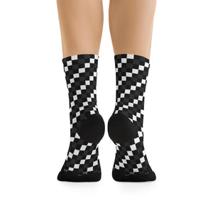 Grey, Black & White Checker 3/4 MTB Socks