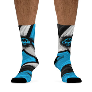 Unisex BLUE, GREY, & BLACK RACING STYLE CHECK 3/4 MTB Socks