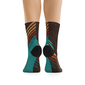 Unisex Retro Teal Check 3/4 MTB Socks