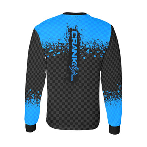 Unisex Blue & Black Splatter Check Long Sleeve MTB Jersey