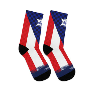 Puerto Rico Flag Checker 3/4 MTB Socks