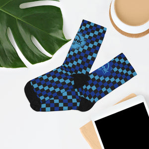 Blue Checker 3/4 MTB Socks