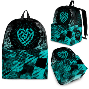 Teal Check Heart Backpack
