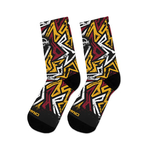 Red Gold White & Black Graffiti 3/4 MTB Socks