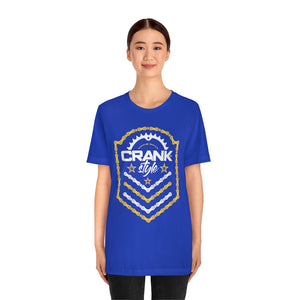 Unisex "Gold & White on Blue" Jersey Short Sleeve Tee