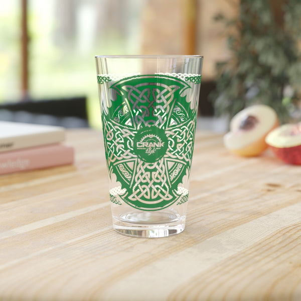 Green Irish Celtic Style Pint Glass, 16oz