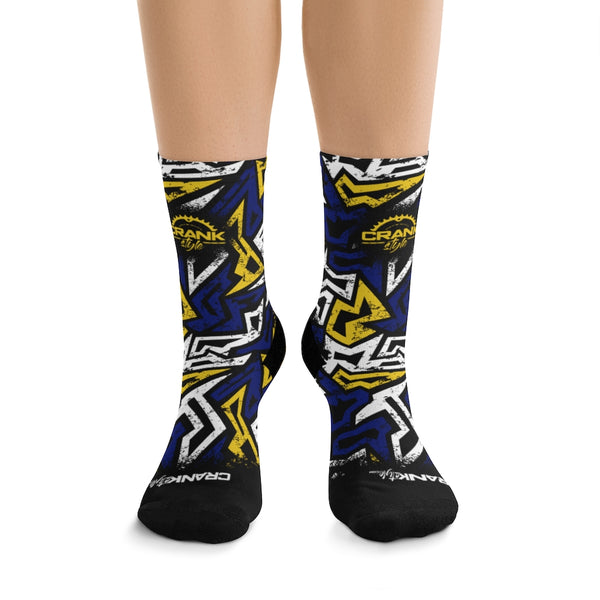 Blue & Gold Graffiti 3/4 MTB Socks