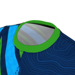 Men's Green & Blue Topographic / Checker MTB DriFit Jersey
