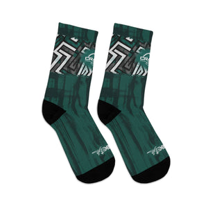 Unisex Teal Graffiti 3/4 MTB Socks