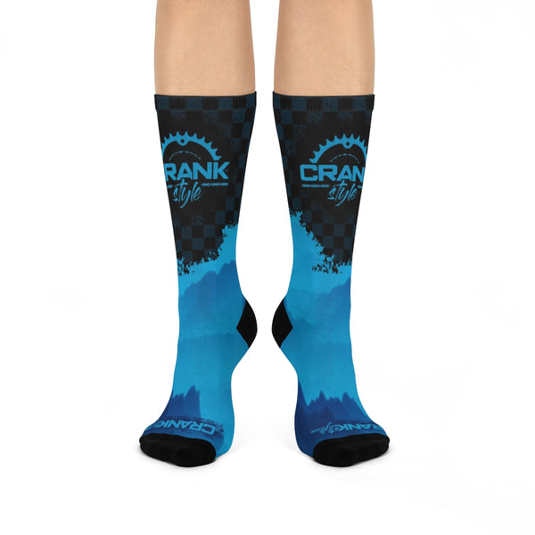 unisex Blue Mountain Check Tall MTB Socks