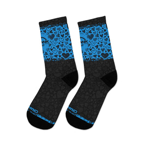 unisex Blue & Black Heart 3/4 MTB Socks