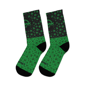 Unisex Green, White, & Black Hemp Flower 3/4 MTB Socks