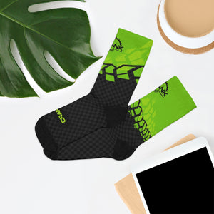 Unisex Black & Alien Green Tire Check 3/4 MTB Socks